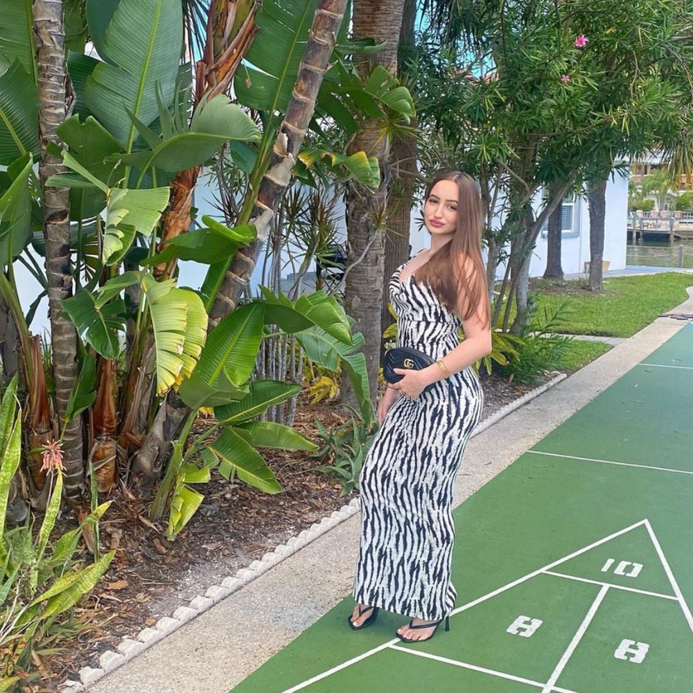 Zebra satin maxi dress
